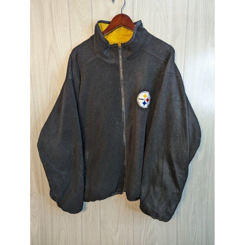 Distressed Pittsburgh Steelers Pullover Windbreaker NFL Men's 2XL Reversible - Picture 4 of 13